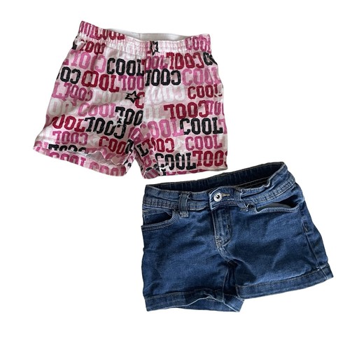2 Faded Glory Summer Shorts Kids Small 6 Blue Jeans Pink Cool Girls