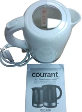 Courant 1.0L 360⁰ Cordless Electric Kettle, LED Light, Water level, 1000W, White