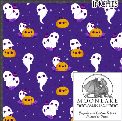 Halloween Geister und Kürbisse süß 100% Baumwolle 130 g/m² Nähstoff