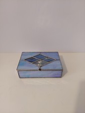 Irridescent Blue Stained Glass Trinket Box