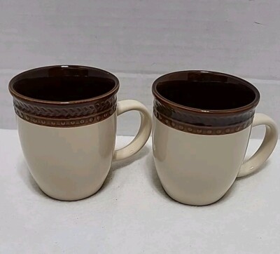 Paula Deen Southern Gatherings Brown & Tan Mugs 161028/KA Set Of 2