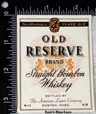 Old Reserve Straight Bourbon Whiskey Label - MASSACHUSETTS
