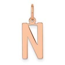 14K Rose Gold Letter N Initial Pendant