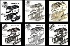12 Pieces Shower Curtain Hooks Stainless Steel Roller Balance Sliding Anti-Drop