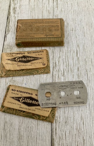 Antique Gillette Razor Blade Box and Blades - Vintage Bathroom and Grooming - Picture 3 of 5