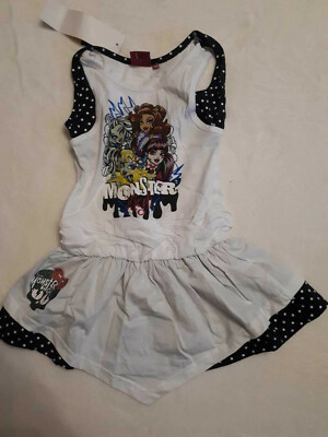 monster high summer dress size 104 white/black new