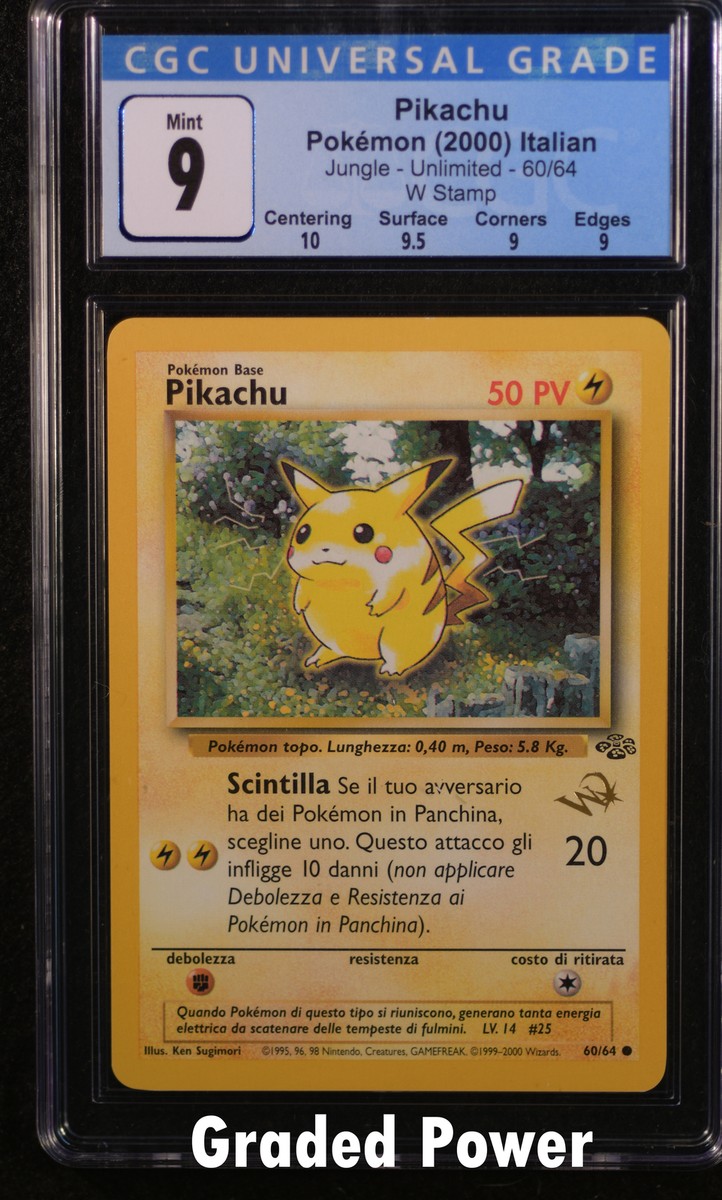 Jungle Unlimited Italian Pikachu CGC 9 W Stamp ITALIAN (9130