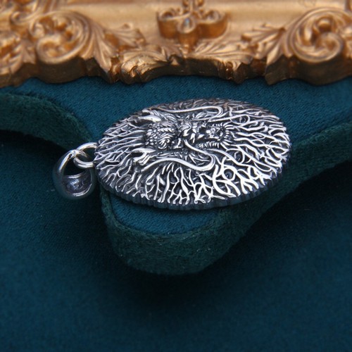 Ciondolo L37 drago testa di drago intrecciato radice creatura mitica argento sterling 925 - Foto 4 di 6