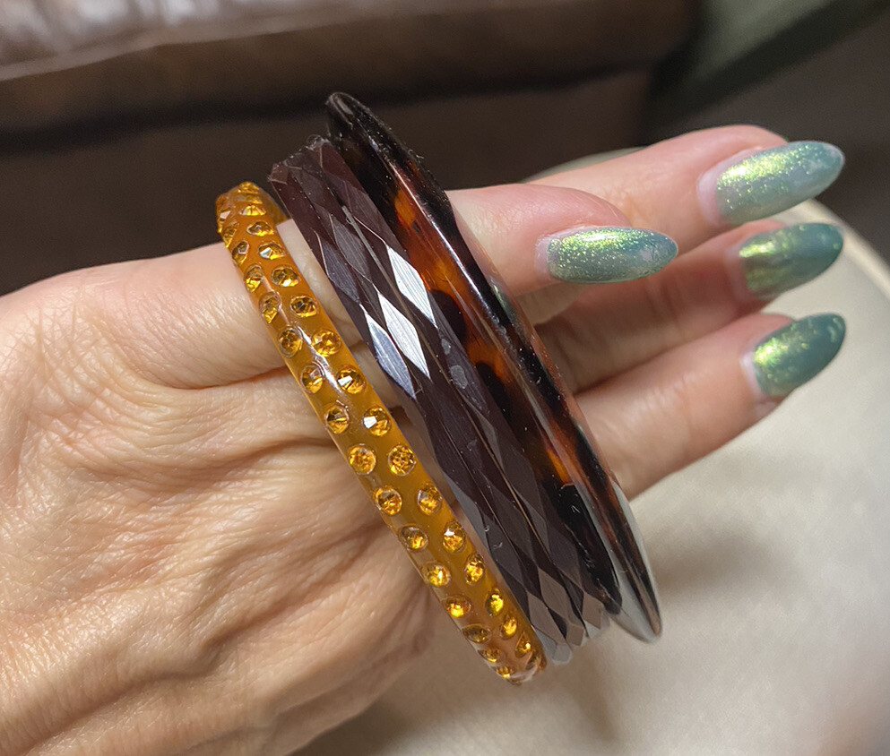 5 Authentic Vintage Bakelite Bangle-Tortoiseshell… - image 6