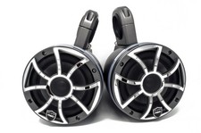 Wet Sounds REVO6-XSG-SS Gunmetal 6.5" LED Speakers Black Tower Enclosures