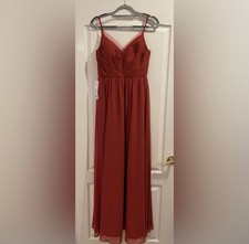 Azazie Samara Dress Formal Bridesmaid Rust Orange NWT