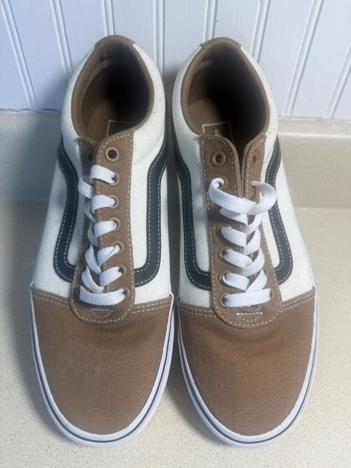 Scarpe da skate Vans sneakers bicolore marrone beige uomo 10 751505 ottime condizioni
