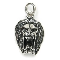 KettenanhäNger LöWenkopf 925 Silber Oxidiert 3,4Cm LöWe Amulett AnhäNger