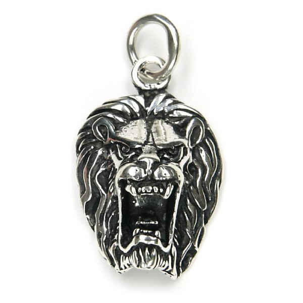 KettenanhäNger LöWenkopf 925 Silber Oxidiert 3,4Cm LöWe Amulett AnhäNger-image