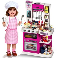 Kids Kitchen Playset, 31.1'' Play Kitchen for Toddlers 1-3 with Steam, Sound ...