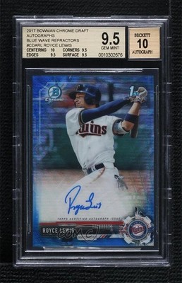 2017 Bowman Draft Chrome Pick Blue Wave Refractor Royce Lewis BGS 9.5 Auto v9t