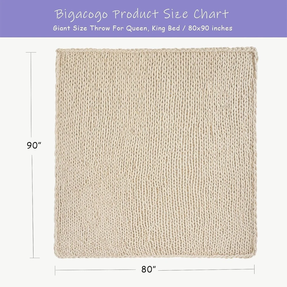 Chenille Yarn Blanket, 80x90 inches, Beige - Image 4 of 4