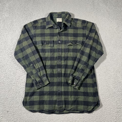 Chemise L.L.Bean En Flanelle à Carreaux, Bleu, Homme, Taille M, Manches Longues, état Parfait