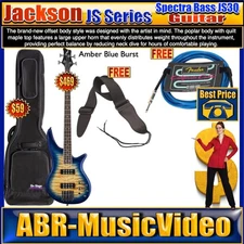 Jackson Spectra JS3Q Bass Guitar Package/ On-Stage Gig Bag & Cable