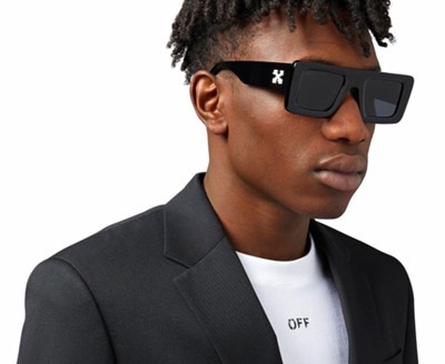 Off-White Men's Seattle Square Sunglasses Black Plastic Frame Gray Tinted Lens
