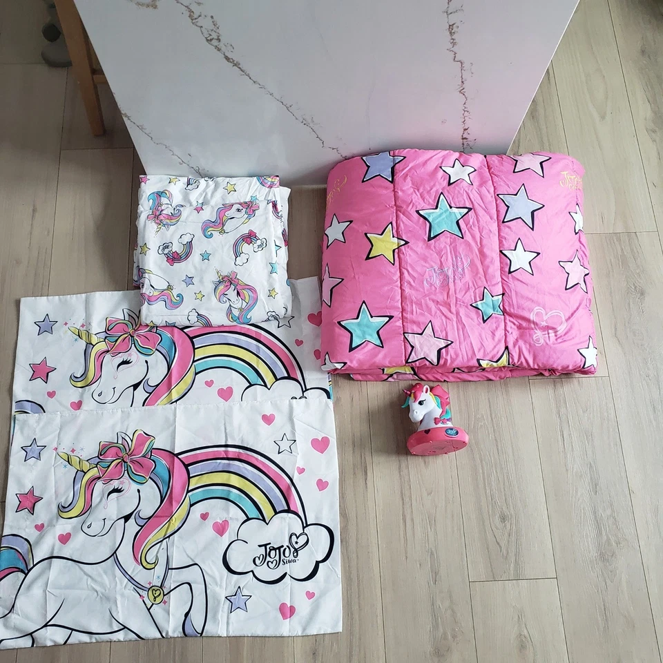 JoJo Siwa Unicornio Arco Iris Juego de Ropa de Cama Completo Edredón Sábanas Fundas de Almohada Felpa Foto 3 de 4