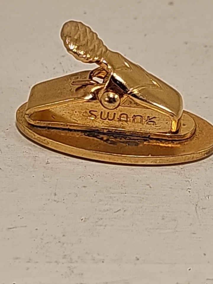 Vintage Swank Goldtone Tie Bar Clip Oval  - Image 3 of 4