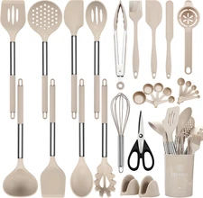 Silicone Cooking Utensils Set, 28 Pcs Kitchen Utensils Set for Cooking, 446°F He
