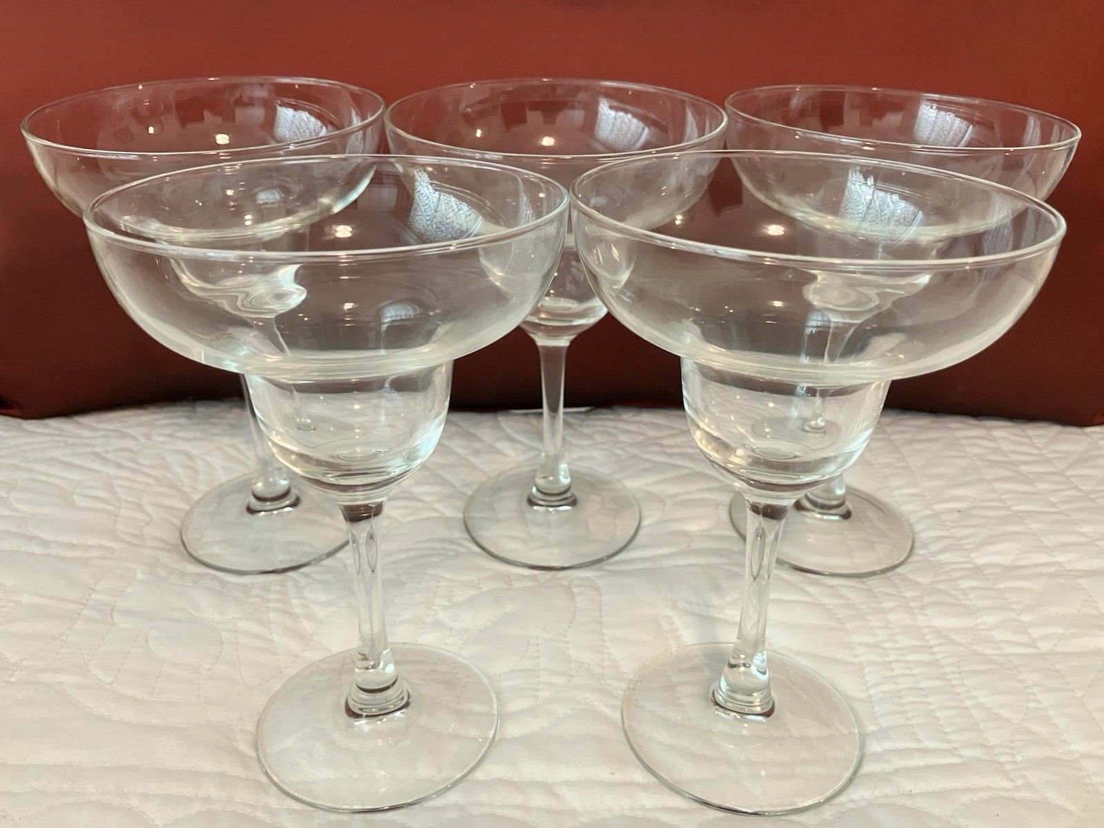 5 Clear Glass Margarita Cocktail Glasses 7" H x 4-3/4" Round