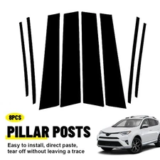 8X For 2013-2018 Toyota RAV4 Door Window Pillar Post Trim Cover Glossy Black EPY