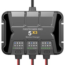 3 Bank Marine Battery Charger 5X3, 15A 5A/Bank - 12V Boat
