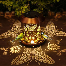 Solar Bird Feeders for Outdoors Metal Butterfly Lantern Hanging on a Tree Metal