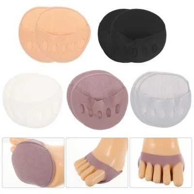 5 Pairs Anti Slip Half Socks Women Forefoot Cotton Socks Separated Toe Design - Image 1 of 4
