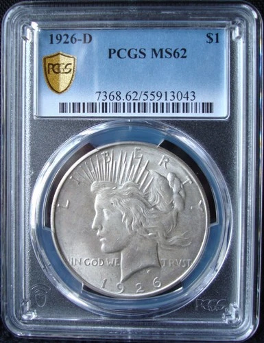 1926-D Peace Silver Dollar - PCGS MS 62 - Gold Shield