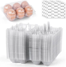 Clear Egg Cartons Bulk Half Dozen 6 Count Empty Egg Carton Storage Containers...