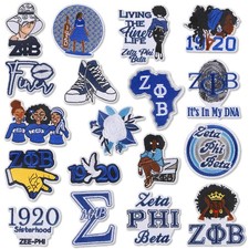 18PCS Zeta Beta Phi Sorority Embroidered Patches - Î–Î¦Î’ Iron On/Sew on Appliqu
