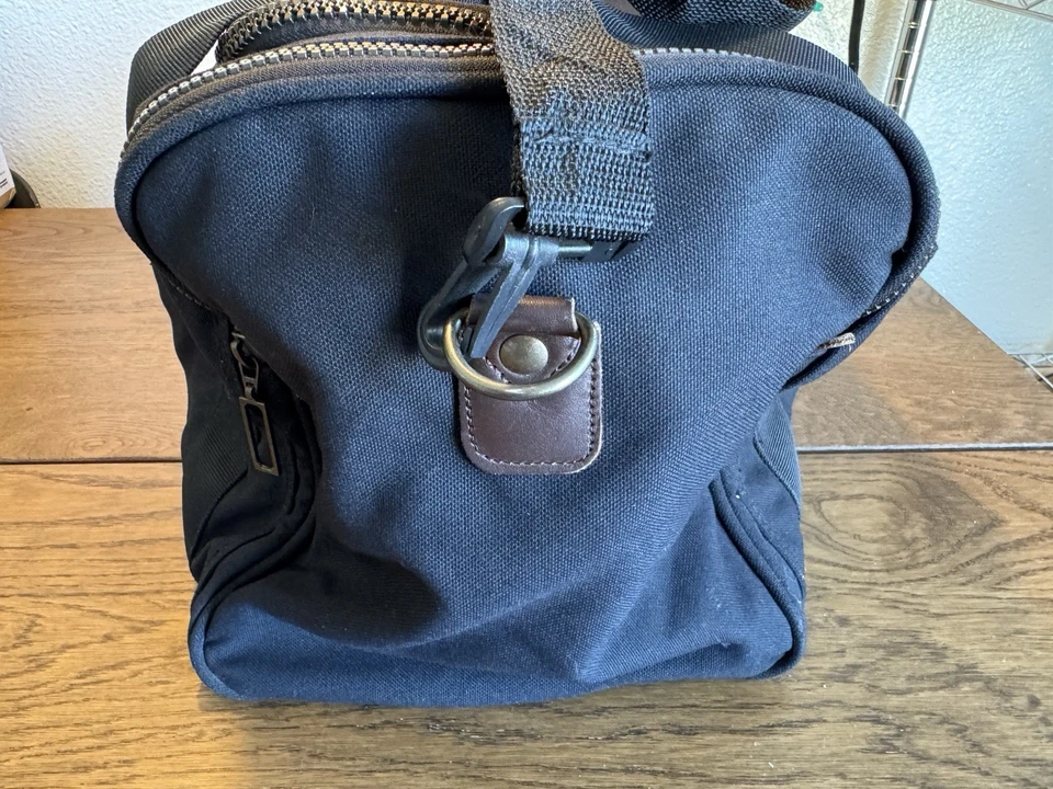 "Bolso de Lona y Cuero EDDIE BAUER De Colección NEGRO Fin de Semana Equipaje de Mano 15x10""" Foto 3 de 4