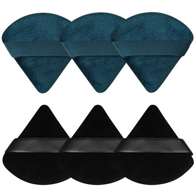 Pimoys 6 Pieces Powder Puff Face Triangle Makeup Puff for Loose Powder Black & b