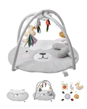 Baby Play Gym Mat Tummy Time Activity Mat with 5 Sensory Toys 39.1" x 32.7"