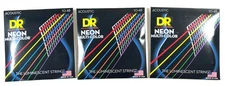 DR Guitar Strings 3 Sets Acoustic Neon Multicolor Light 10-48 Luminescent