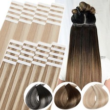 Tape in Hair Extensions 100 Remy Real Human Hair Skin Wefts Balayage Highlight