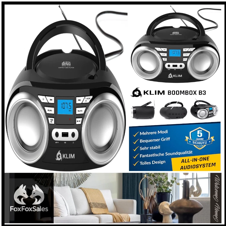 Bluetooth Boombox mit CD-Player | FM-Radio | Kompakt