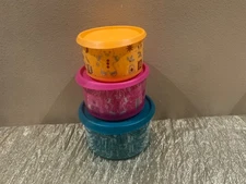 Tupperware Beautiful New Set/3 One Touch Stacking Canisters Gingerbread Gnomes