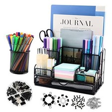 Desk Organizers Caddy and Accessories with 7 Compartments  Pen Holder / Black