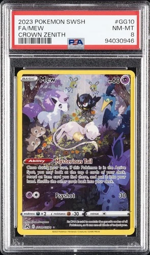 2023 POKEMON SWORD & SHIELD CROWN ZENITH #GG10 FULL ART/MEW PSA 8