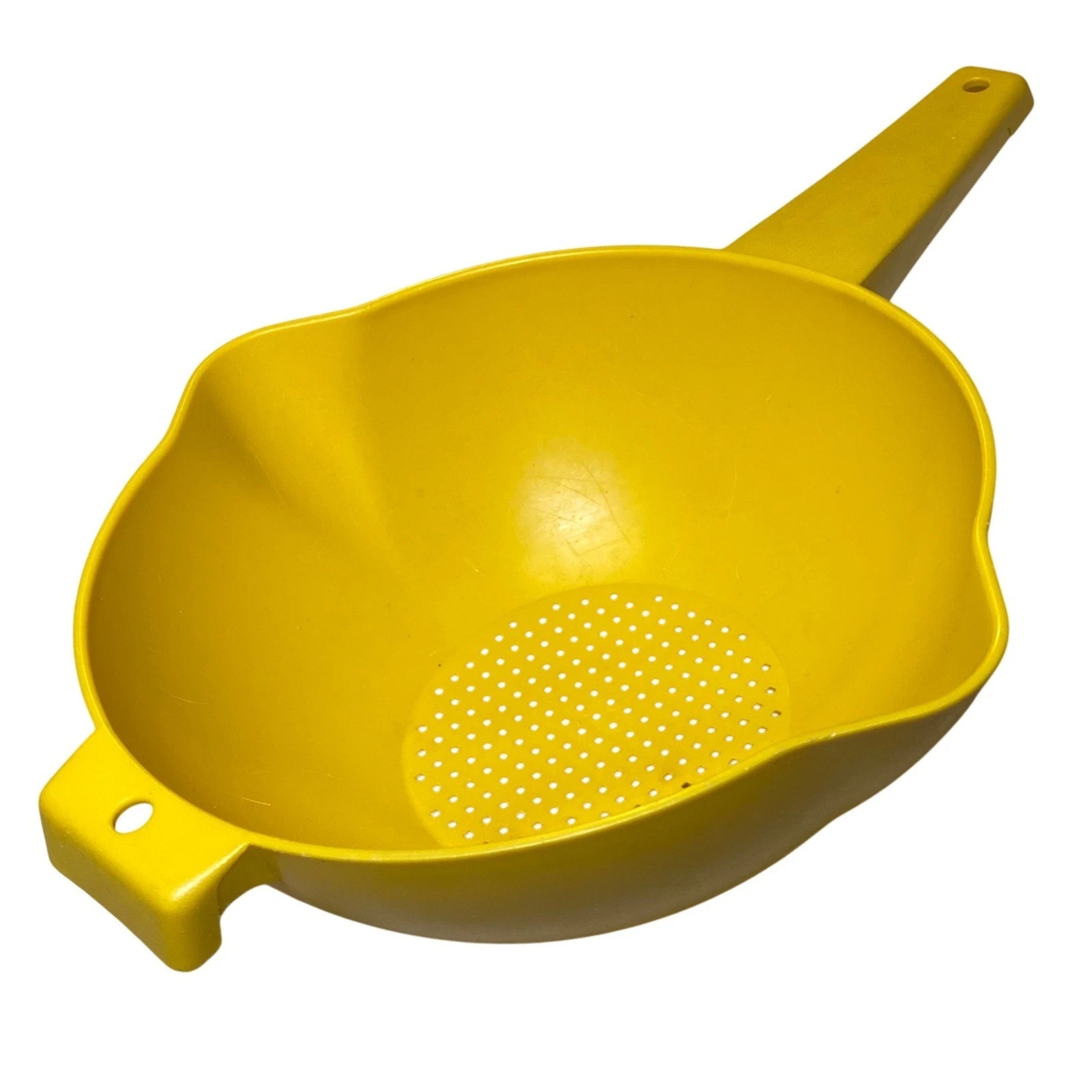 Vintage Tupperware Yellow Colander Strainer #1523-1 Harvest Gold Kitchen Sieve
