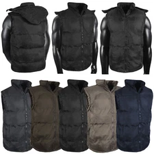 Puffer Vest Hoodie Mens Heavy Padded Flannel Fleece Lined Removable Hood Jacket