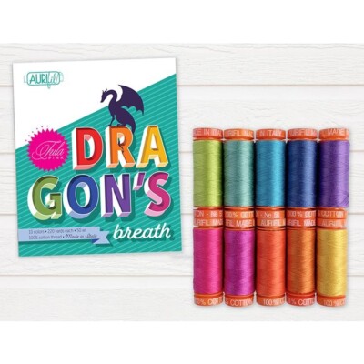 DRAGON's BREATH Tula Pink Set 10 Small Aurifil Thread Spools 50 wt. ~ 220 Yds Ea