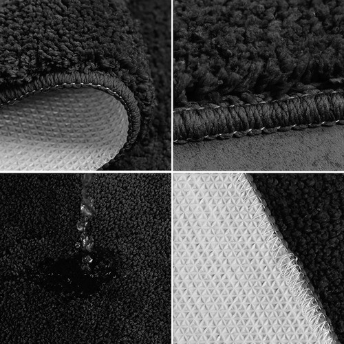 3-teiliges Badteppichset Badteppich Konturmatte Deckelabdeckung Set rutschfeste Gummimückseite - Bild 13 von 39