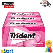 Trident Bubblegum Sugar Free Gum, 12 Packs of 14 Pieces 168 Total Pieces 