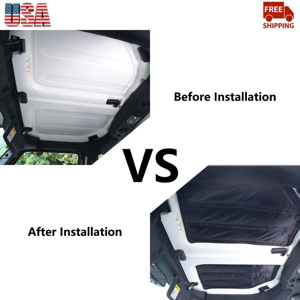 For 2012-17 Jeep Wrangler JK 2-Door Hardtop Insulation Mats Sound Headliner Pads Foto 2 de 4